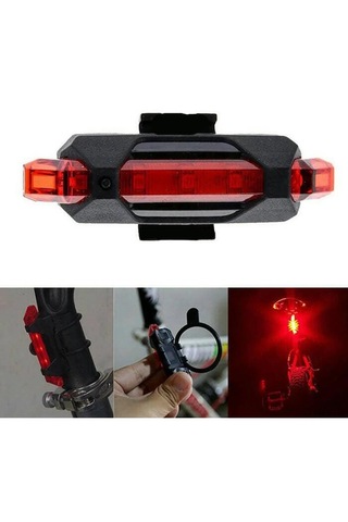 Led Uyarıcı Lamba 4 Modlu Kırmızı Bisiklet Scooter Motosiklet Siyah