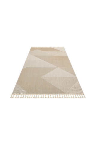 Loft Lf08 Geometrik Desenli Bej Modern Salon Halısı Hav Toz Vermez