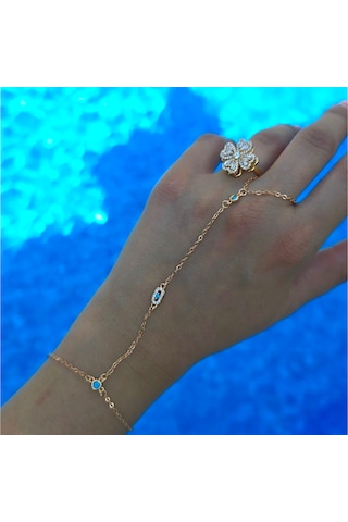 Yuvarlak Mavi Mineli Çelik Şahmeran