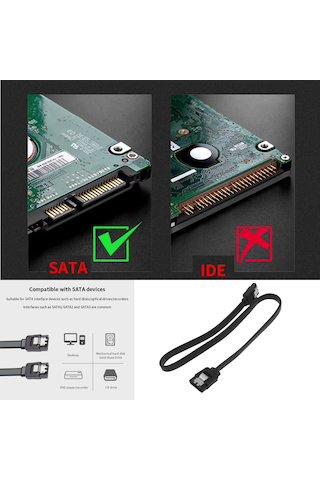 Sata 3.0 Data Kablosu 40 Cm 6gb/s Hdd Ve 2.5" Sata Ssd Bağlantı Kablosu 1 Adet