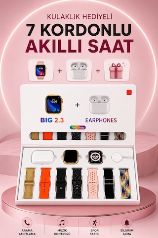 Akıllı Saat Bluetooth Kulaklık HBildirim Görme Sesli Görüşme  Çoklu Kordon