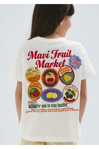 Mavi - Fruit Market Baskılı Ekru Tişört 7610435-70057