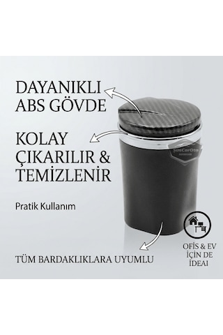 Üniversal Porselen Yanmaz Koku Geçirmez Mavi Işıklı Lüx Oto Küllük Dumansız Kapaklı Spor Araç İçi Küllük Araba Küllüğü Karbon Kapak