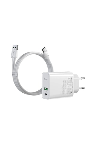 Baseus Speed Pps Vooc C+A Qc, Şarj & Data Aktarım Kablosu, Beyaz