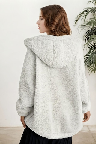 Aclassics Peluş Kuzu Kıvırcık Torba Cepli Kolej Mont Siyah Ks2526 Beyaz
