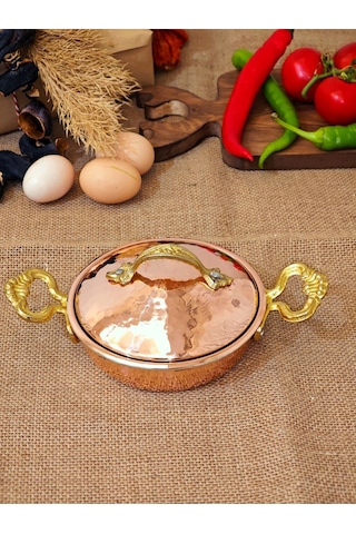 Modabakır Bakır Tava Kapaklı 14 Cm Model:55698s Bakır