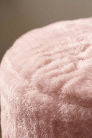 Peluş Puf Ø33x44 Cm Silindir Tabure Makyaj Masası Pufu Kürk Görünümlü Pembe