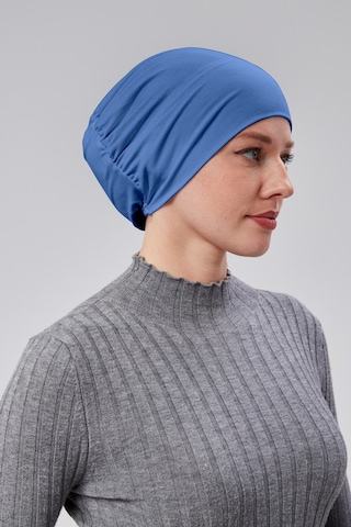 Kadın Tesettür Hazır Pratik Geçmeli Bone Lastikli Kaymaz Kot Rengi Açık Kot