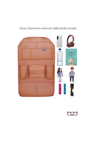 Bod Rodos Oto Koltuk Arkası Koruyucu Eşya Düzenleyici Araç İçi Organizer Taba