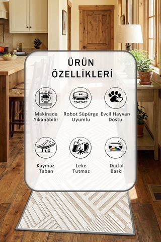 Gri Yıkanabilir Mutfak Halısı 3
