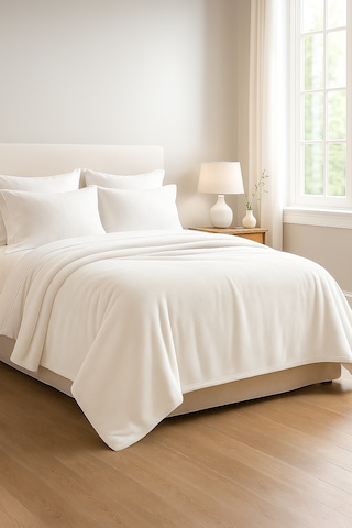 Peluş Tek Kişilik Battaniye Welsoft Battaniye Tv Battaniyesi Polar Battaniye Süper Yumuşak Krem