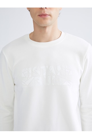 LC Waikiki Lc Waıkıkı Beyaz Bisiklet Yaka Uzun Kollu Sweatshirt