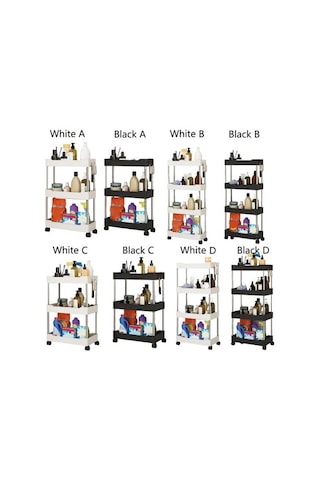 Jms Beyaz Üç Katmanlı Depolama Rafı Bağımsız Güçlü Yük Taşıyan Kullanışlı Mutfak Ayaklı C