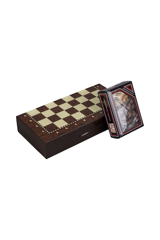 Ahşap Kutulu Dama Ve Satranç Takımı