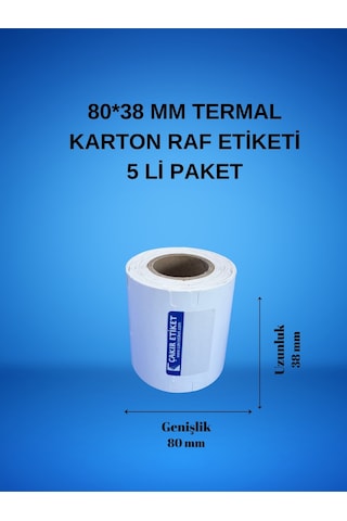 80 38 Mm Termal Karton Raf Etiketi 5 Li Paket Diğer