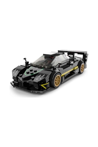 Pagani Zonda R Siyah Yapı Blokları Oyuncak Araba 387 Parça 1/28 Metalik Siyah Maket Seti