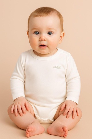 Natuline Bebek Body Organik Pamuk Uzun Kol Basic Nature Zıbın 4'lü Paket Beyaz