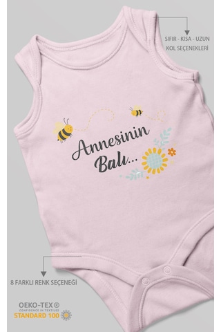 Morivokids Annesinin Balı Sıfır Kollu Bebek Body %100 Pamuk Bebe Pembe