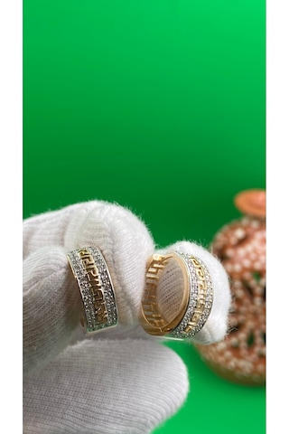 Xuping Halka Zirkon Taşlı Rose Gold Kadın Küpe Altın