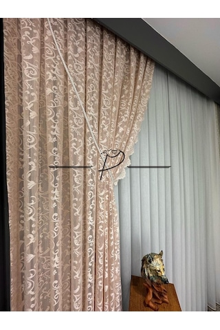 Fon Perde Tül Fon Somon Renk 90 270 1 Takım 2 Adet Sık Pileli 001