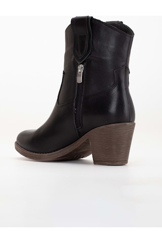 Analin Shoes Kadın Hakiki Deri Western Kovboy Bot Siyah