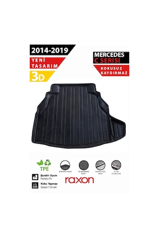 Mercedes W205 2014 2019 Plastic Set Uyumlu 3d Bagaj Havuzu Su Geçirmez, Kaymaz, Yüksek Kenarlı