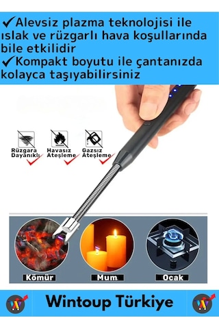 Premium Kompakt Esnek Rüzgara Yağmura Dayanıklı Outdoor Kamp Şarjlı Elektrikli Ocak Çakmağı