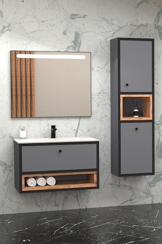 Espero 80 Cm Beyaz Lavabolu Banyo Dolabi (Boy Dolap Hariç) Çok Renkli