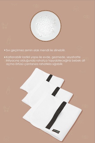 Mordesign Bebek Alez Alt Açma, Sıvı Geçirmez Alez Alt Değiştirme, 3'lü Bakım Örtüsü Basic Serisi, Beyaz Zg10181