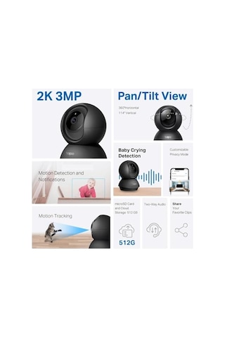 Tapo Tp-link C211 2k 3mp Yatay Ve Dikey Ev Güvenliği Wi-fi Kamerası