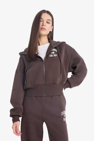 Defacto Coool Oversize Geniş Kalıp Kapüşonlu Sırt Baskılı Fermuarlı Sweatshirt E9583ax25wnbn258 Kahve