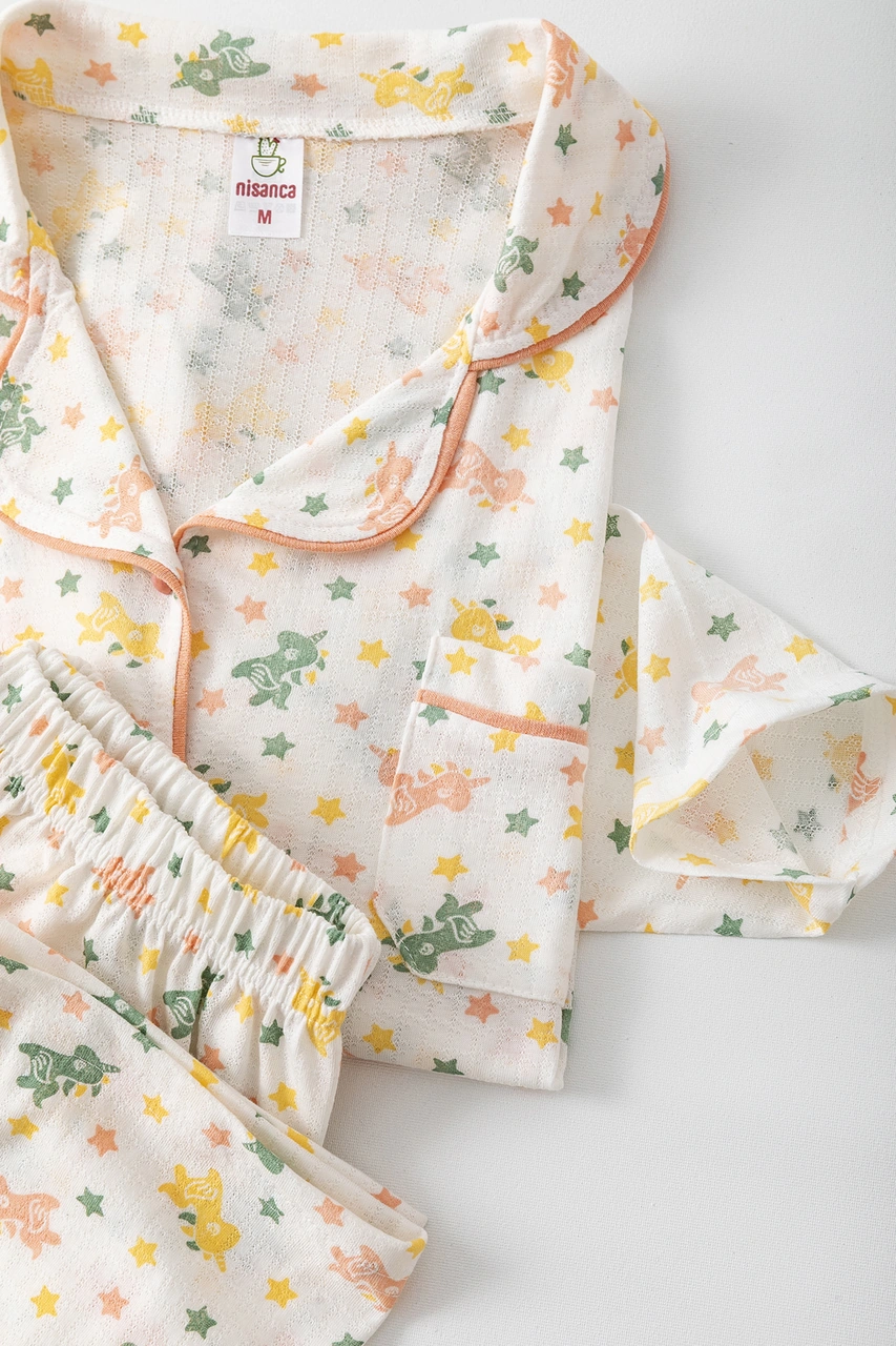 Nisanca Uzun Kol Gömlek Yaka Kadın Büyük Beden Pinterest Pijama Takımı - Mevsimlik Kadın Pijama Karışık