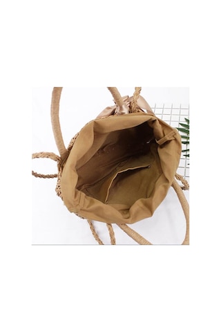 Kahve & Siyah Yogodlns El Yapımı Hasır Çanta Kurdelalar Ilmek Plaj Örgü Çanta Tote 32cm 26cm