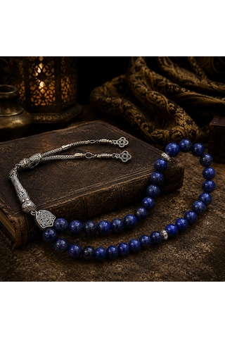 Lapis Lazuli Doğal Taş Tesbih 33 Lü 8 Mm Özel Kesim Mavi Tesbih