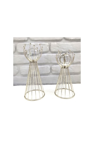 Gümüş Kaplama Metal 2'li Set Salon Olimpiyat Model Dekor 1 Takım