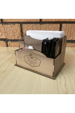 Ahşap Cafe Restoran Oteller İçin Masa Üstü Peçetelik Logolu