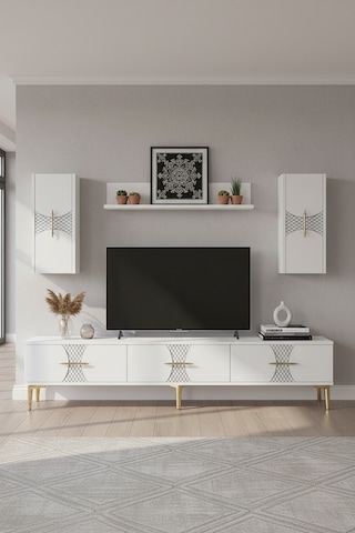 Tvr1832bg Slim Tv Ünitesi Takımı Beyaz-gold 180cm