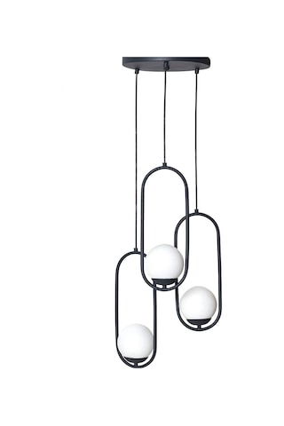 Luzarana Zenga 3 Lü Antrasit Metal Gövde Beyaz Camlı Tasarım Lüx Avize Çok Renkli