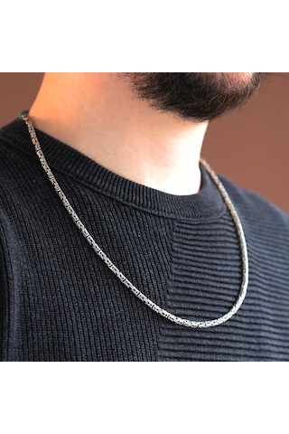 Kral Modeli 3mm Gümüş Zincir Gümüş