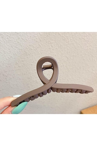 Mandal Toka İthal Ürün Fiyonk Büyük Boy 13 Cm Mat Vizon Saç Tokası Kahverengi