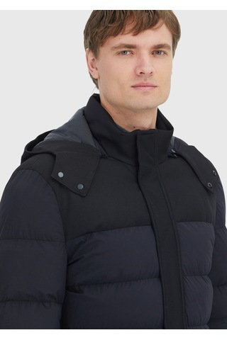 Ramsey Siyah Regular Fit Kapüşonlu Dokuma Kaban siyah black