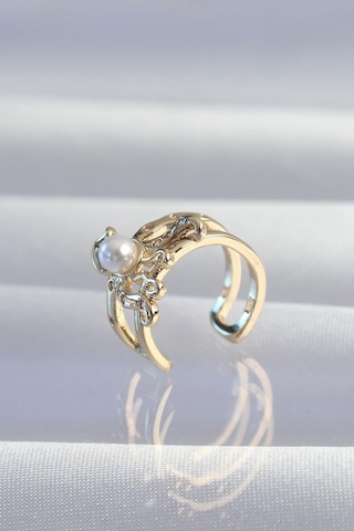 Pirinç Gold Renk İncili Ahtapot Earcuff Küpe
