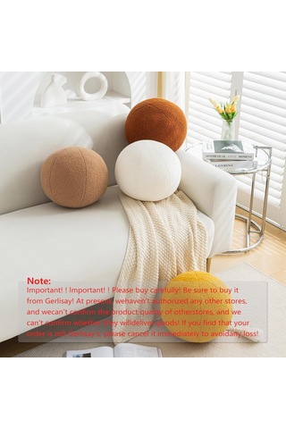 Geeksen 11,8 İnç Lüks Küre Yastık, Salon Ve Yatak Odası Dekorasyonu İçin Krem Beyaz Küre Şekilli Koltuk Yastığı Beyaz