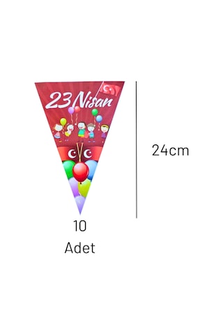 23 Nisan Üçgen Flama Seti 10 Lu 2 Metre Banner, Sınıf Ve Okul Süsleme Dekorasyonu "