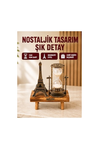 Trendlia Klasik Tasarımlı Ahşap Kum Saati Ev Ve Ofis İçin Masaüstü Aksesuarı