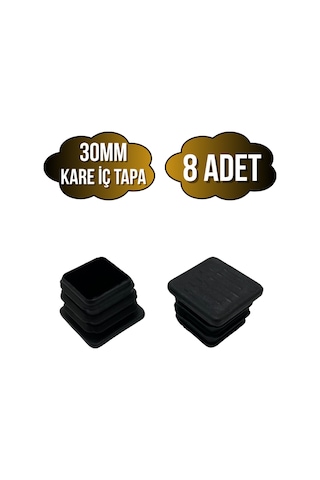 Kare Demir Profil İç Tapa Geçme Plastik Ayak Geçme Koruma Plastiği 30mm 8 Adet Siyah Siyah