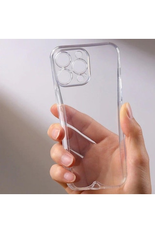 Apple Uyumlu iPhone 15 Pro Kılıf Şeffaf Kamera Korumalı Soket 3d