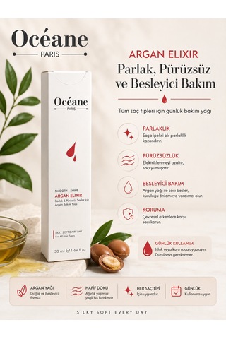 Oceane Paris Argan Elıxır - Claris Kürek Saç Fırçası Hediye
