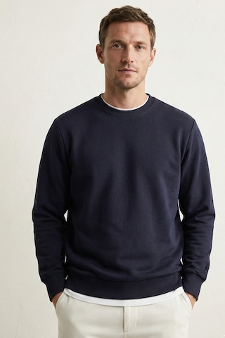 Elemge Pamuklu Erkek Sweatshirt Lacivert Soft Touch Relax Fit Basic Bisiklet Yaka 3 Iplik Nefes Alan