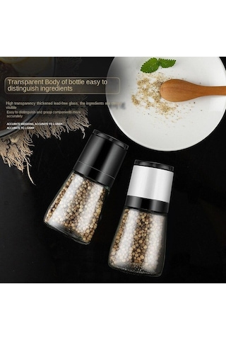 Karabiber Öğütücü Ev Manuel Gül Tuzu Tamamlayıcı Gıda Öğütme Şişesi El Bükülmüş Biber Tozu Şişesi Beyaz 1 Adet